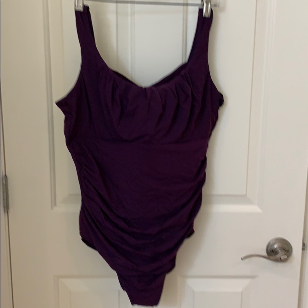 Lands End deep purple swimsuit